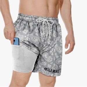 Athletic Shorts/bandana gym shirts w/ compression and phone holder 
Quick dry